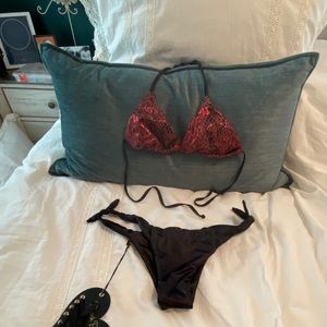 NWT Beach Bunny red snake skin bikini